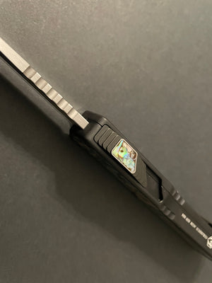 Colossus Black ANO Handle W/Abalone Inlay HG Elmax Cracked Ice Tanto Abalone & DLC Button - Stonewash DLC Clip DLC Hardware S/N 024 - Tristar Edge