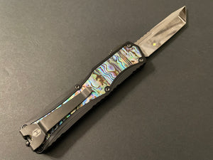 Colossus Black ANO Handle W/Abalone Inlay HG Elmax Cracked Ice Tanto Abalone & DLC Button - Stonewash DLC Clip DLC Hardware S/N 024 - Tristar Edge