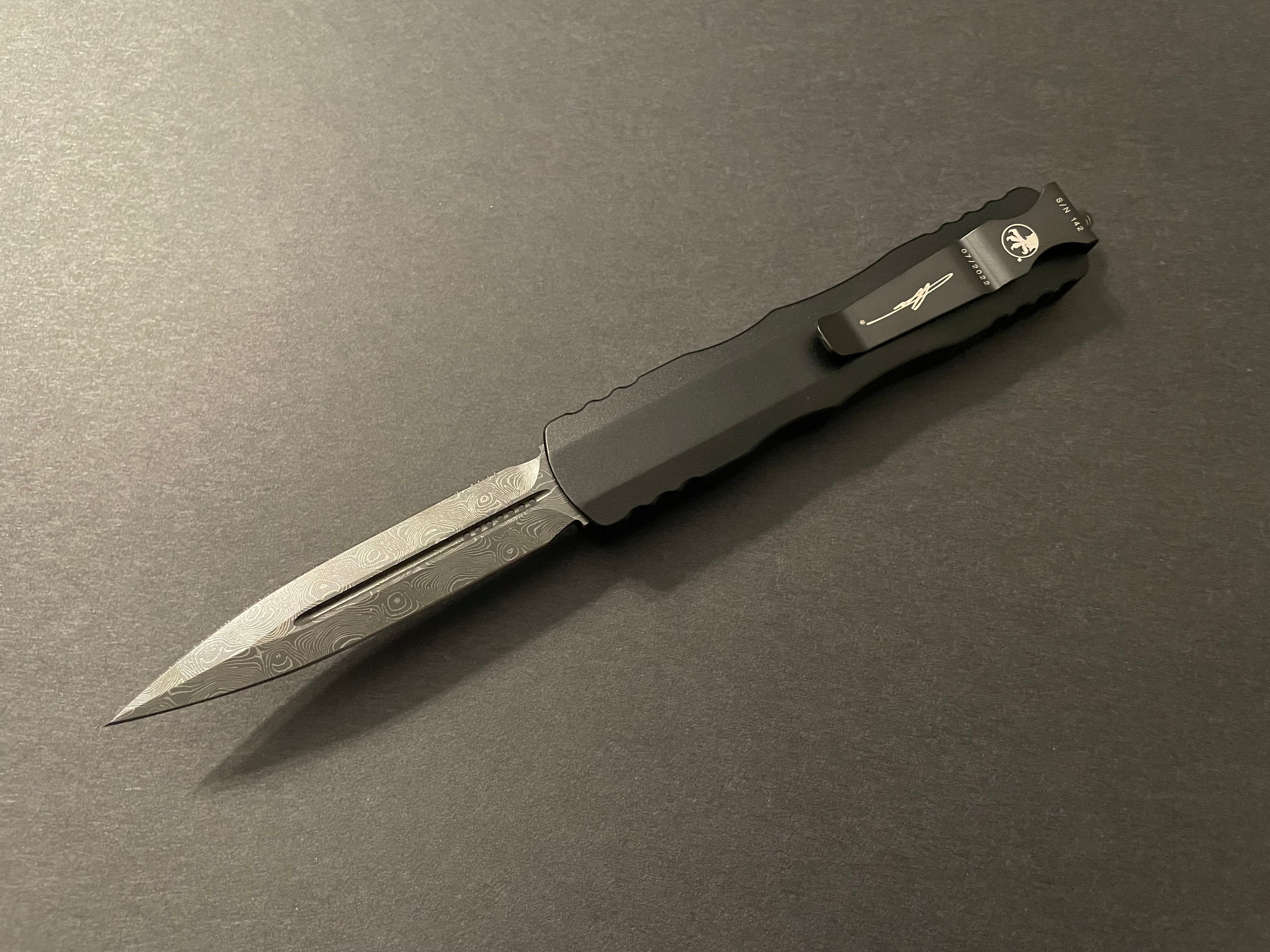 Dirac D/E Signature Series Damascus Standard Ringed Hardware 225-16 S - Tristar Edge