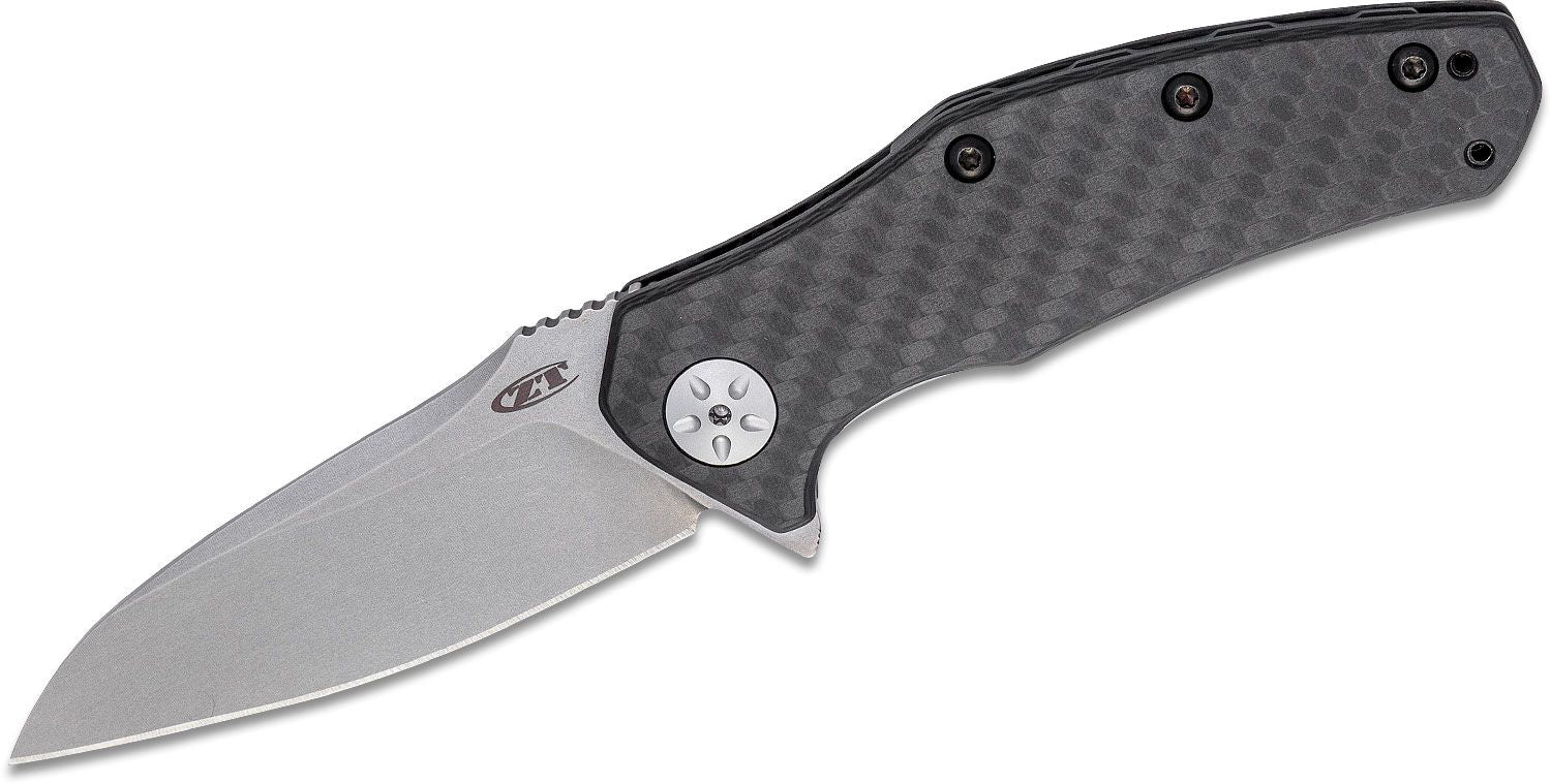 Zero Tolerance 0770CF Assisted Flipper 3.25" S35VN Stonewash Blade, Carbon Fiber Handles - Tristar Edge