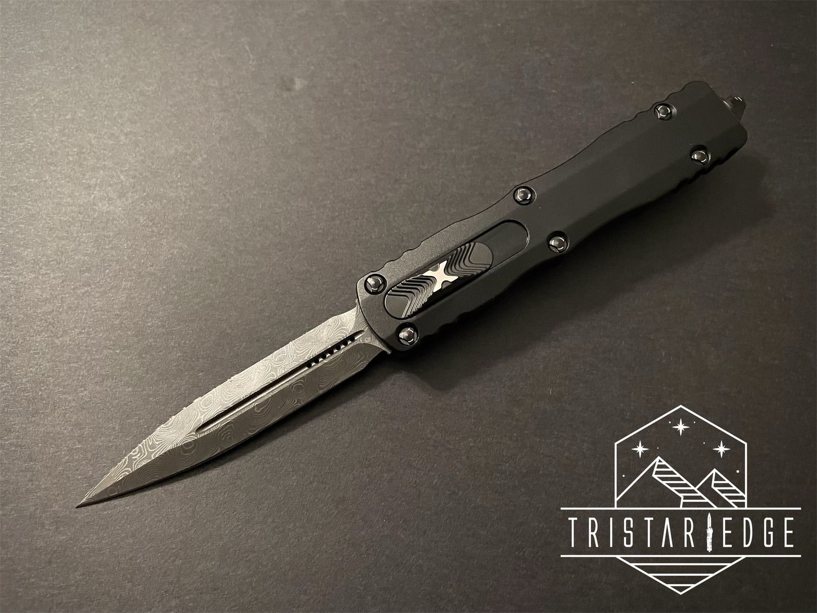 Dirac D/E Signature Series Damascus Standard Ringed Hardware 225-16 S - Tristar Edge