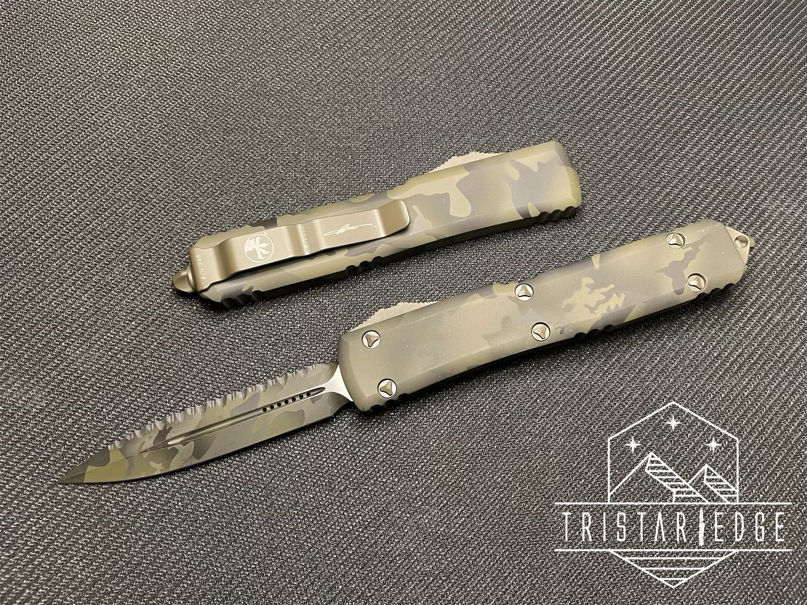 Ultratech D/E Olive Camo Full Serrated 122-3 OCS - Tristar Edge