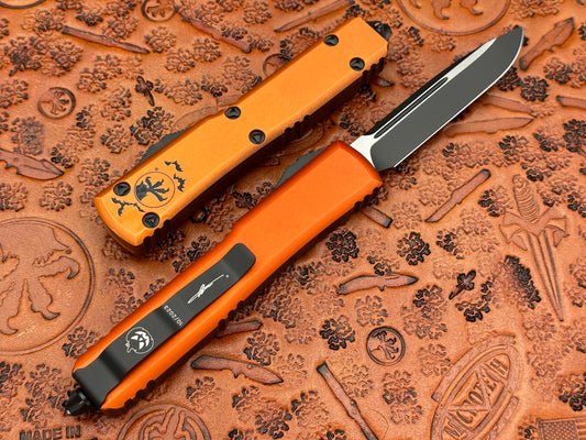 Microtech Knives Ultratech Single Edge Signature Series Halloween Orange Standard 121-1HWS - Tristar Edge