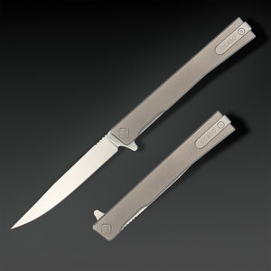 Solstice Satin Titanium Drop Point - Tristar Edge