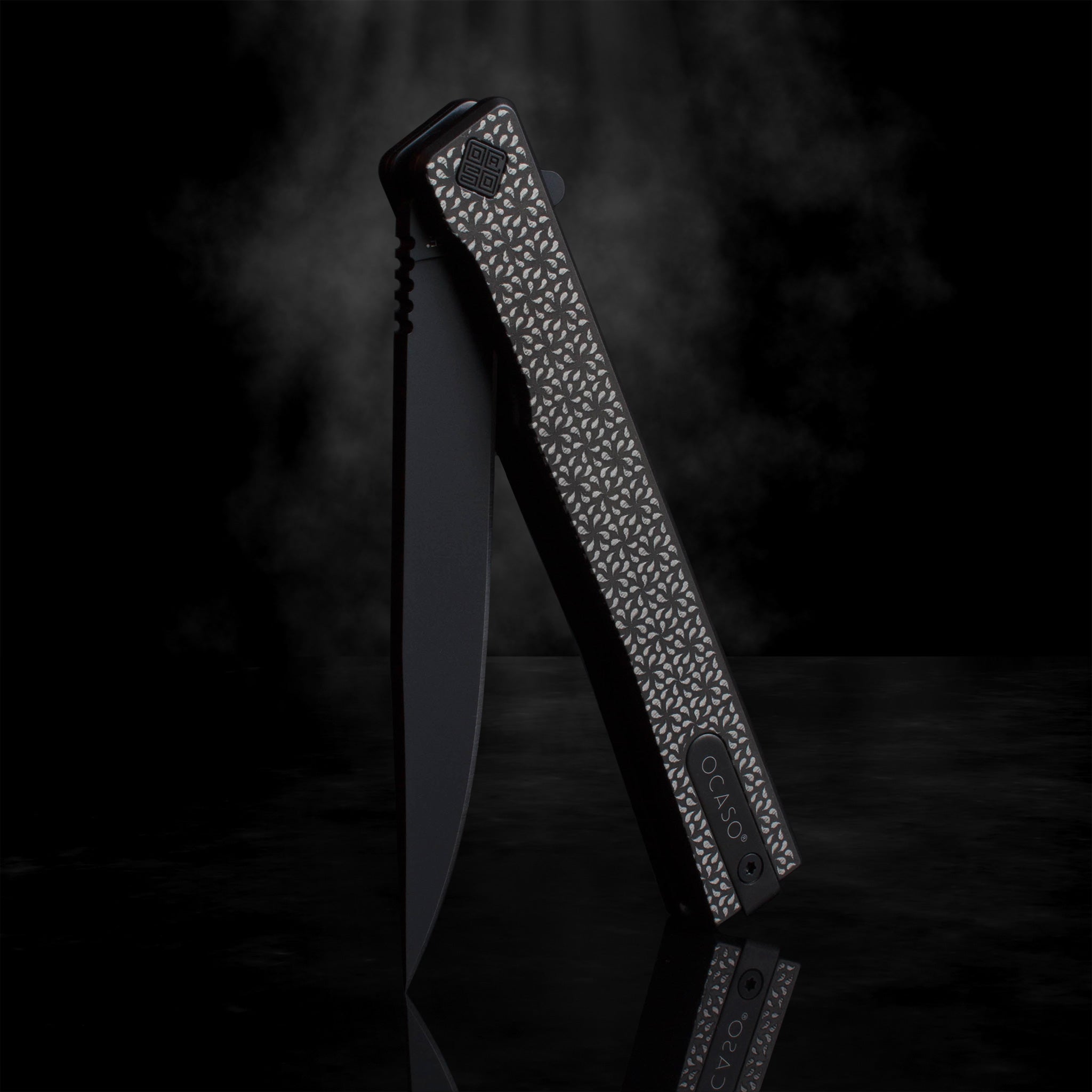 Solstice Titanium Engraved Swirl Black PVD - Tristar Edge