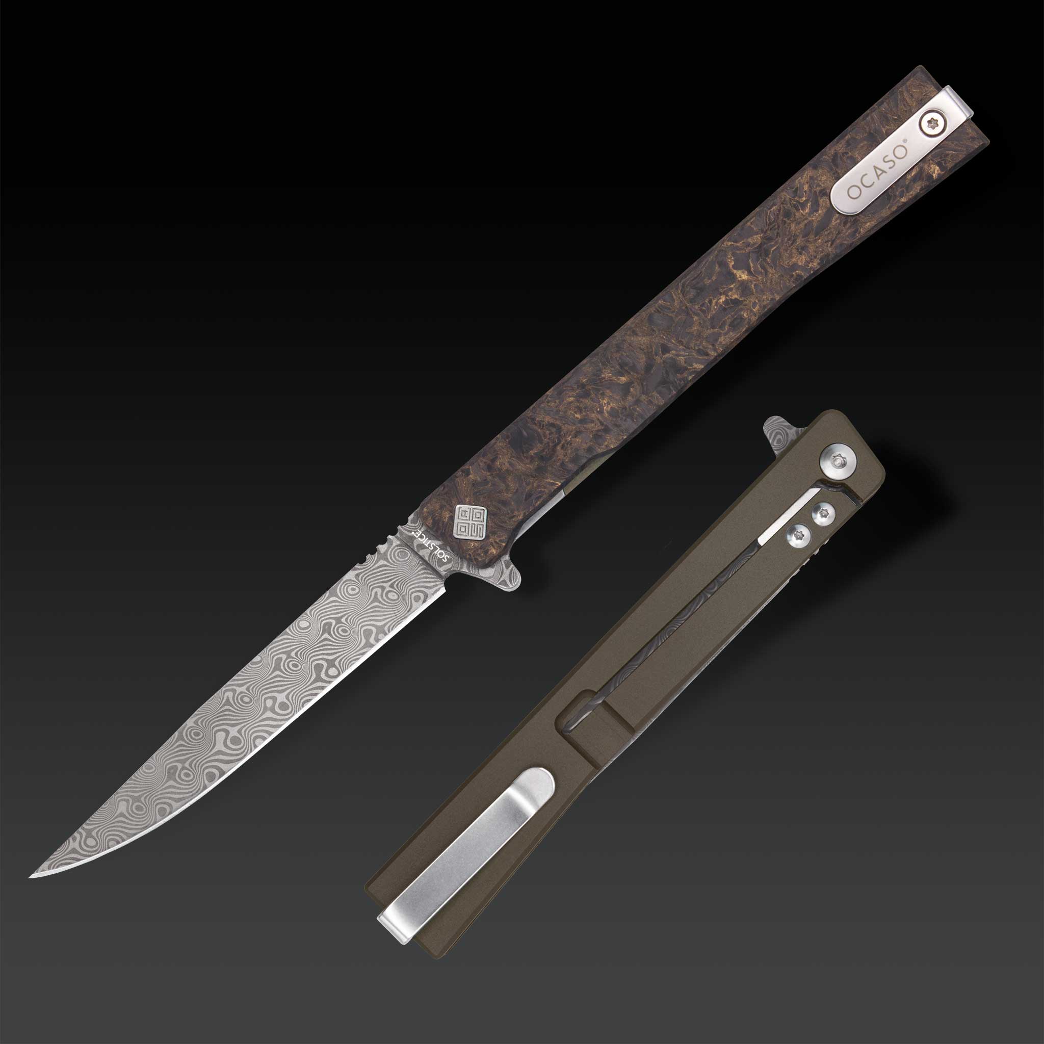 Damascus Solstice Fat Carbon Bronze - Tristar Edge