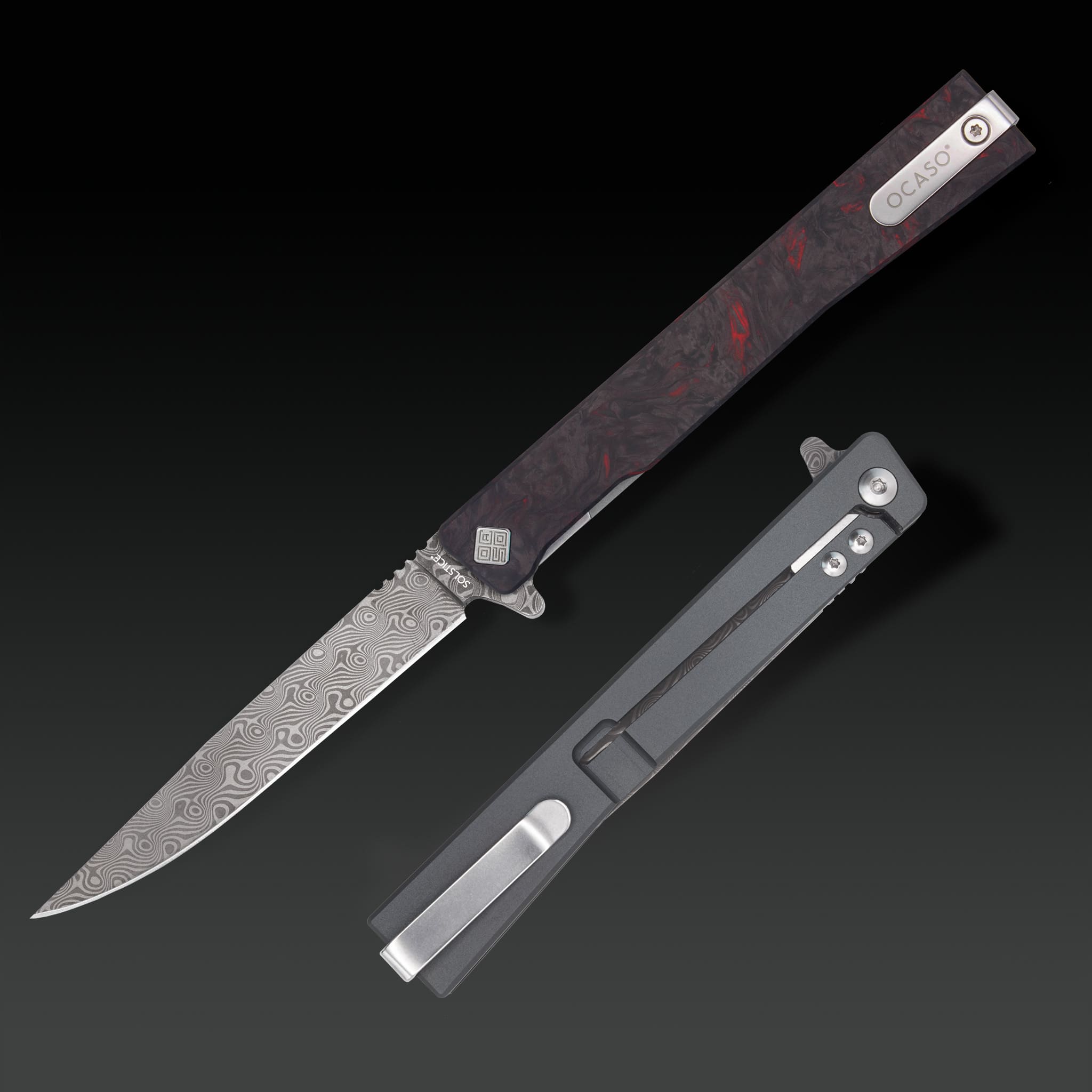 Damascus Solstice Fat Carbon Red - Tristar Edge