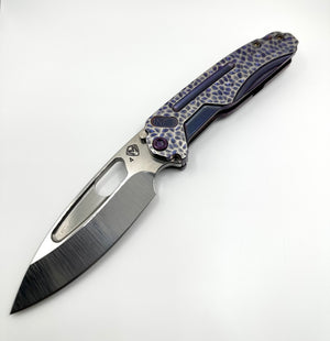 Medford Knife Infraction S45VN Tumbled Blade Vio w/Silver Hammered Handles Violet HW Brsh/Silver Clip - Tristar Edge