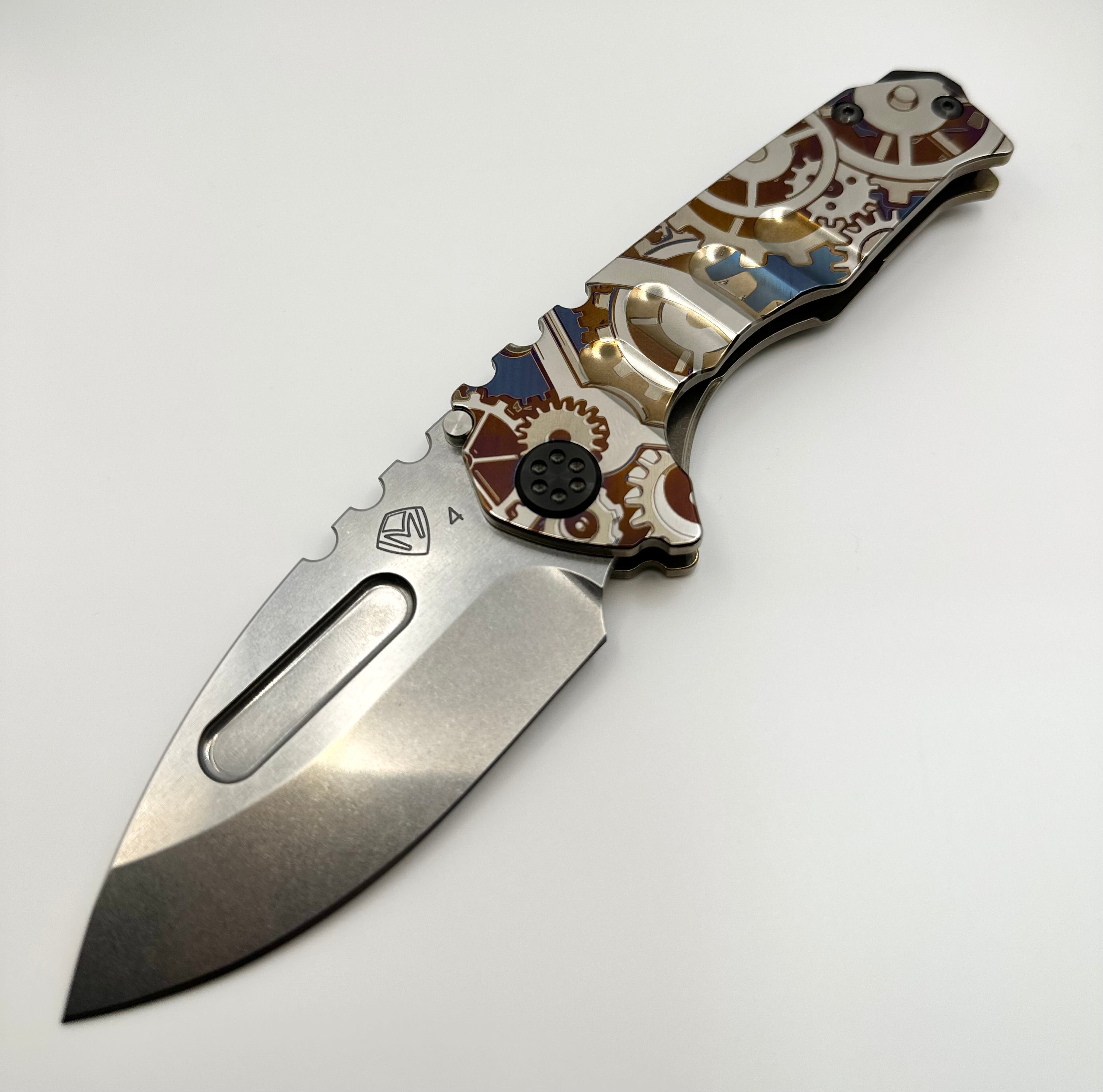 Medford Knife Praetorian Genesis T S45VN Tumbled DP, Bronze Steampunk Handle, Bronze Spring, Black HW, DLC Clip - Tristar Edge