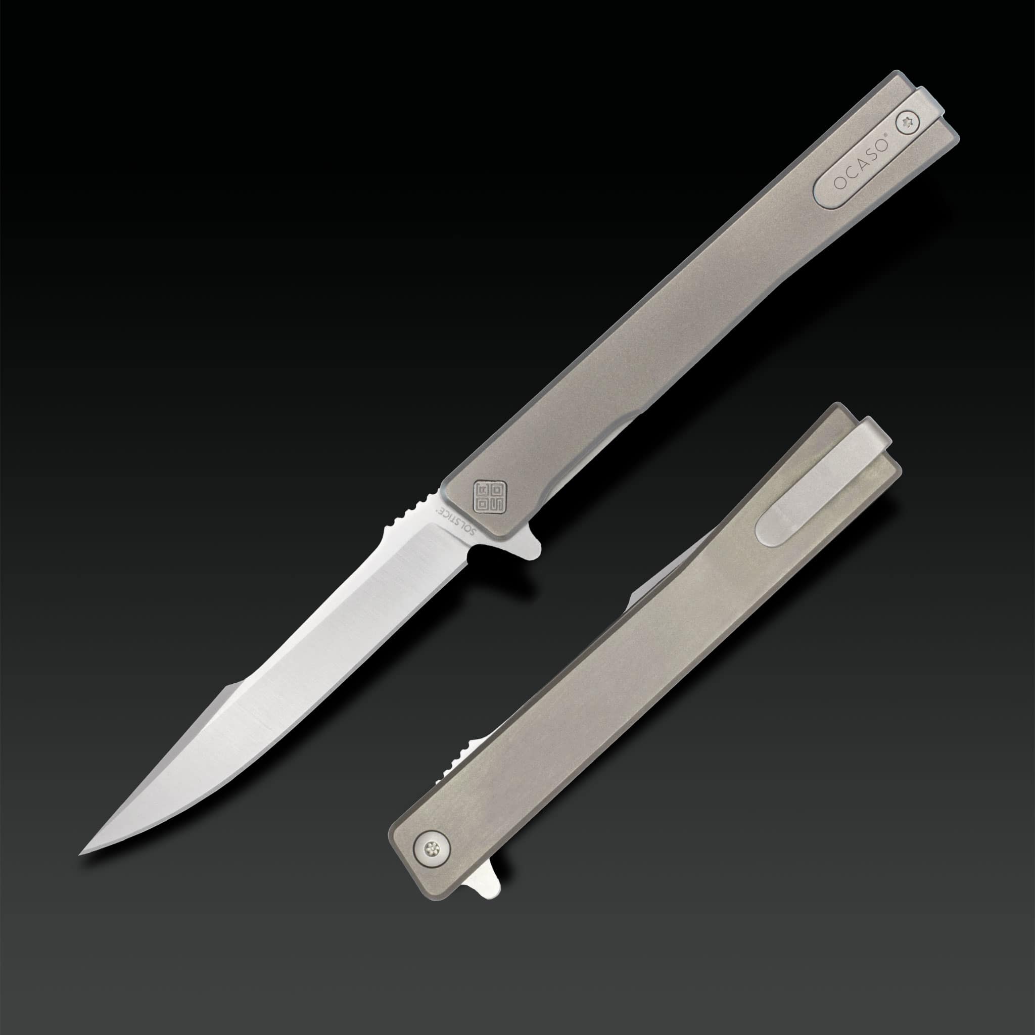 Solstice Satin Titanium Harpoon - Tristar Edge