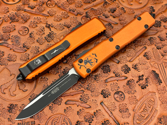 Microtech Knives Ultratech Single Edge Signature Series Halloween Orange Standard 121-1HWS - Tristar Edge