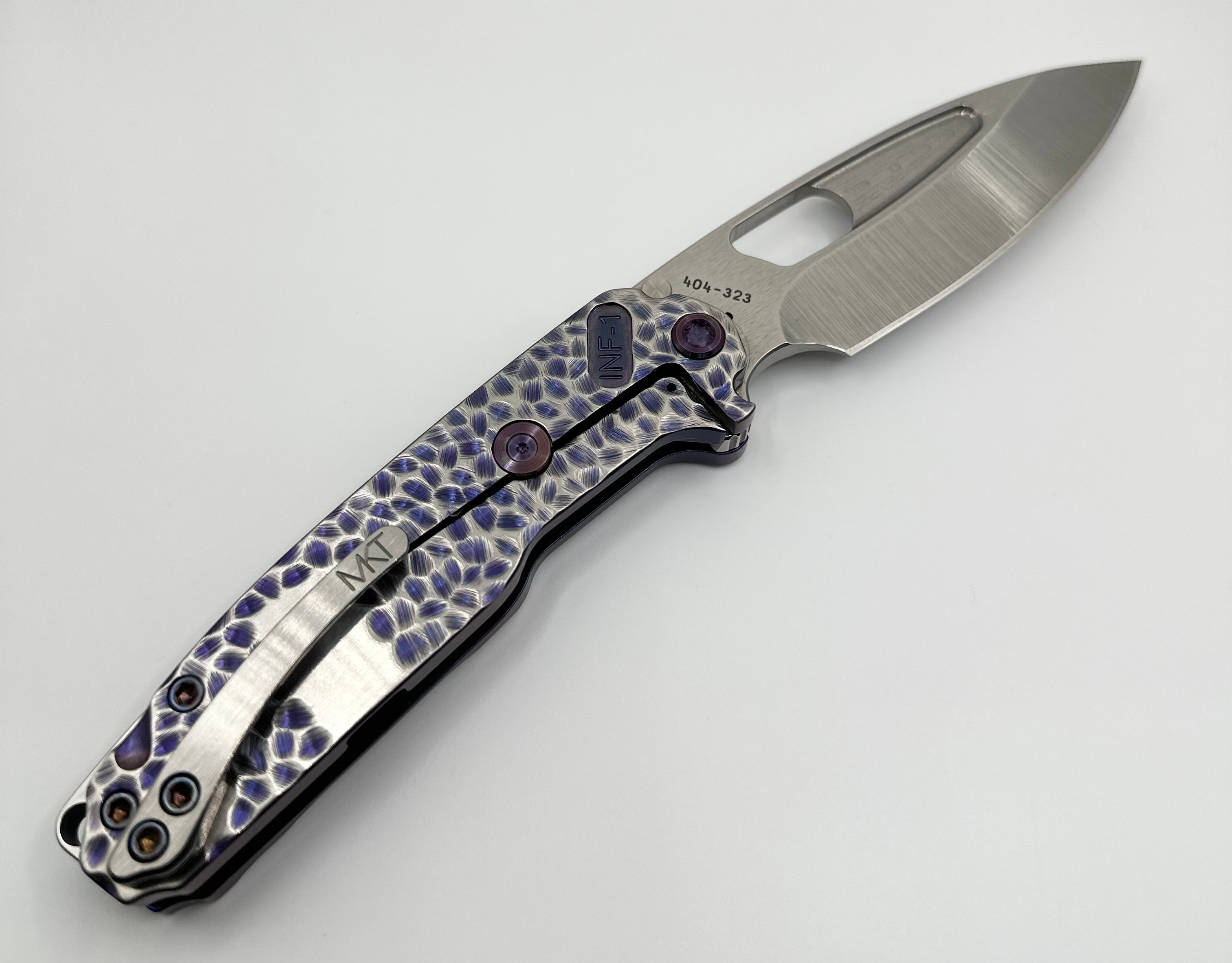 Medford Knife Infraction S45VN Tumbled Blade Vio w/Silver Hammered Handles Violet HW Brsh/Silver Clip - Tristar Edge