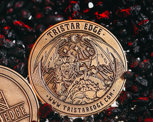 Tristar Edge Antique Brass Finish Challenge Coin - Tristar Edge