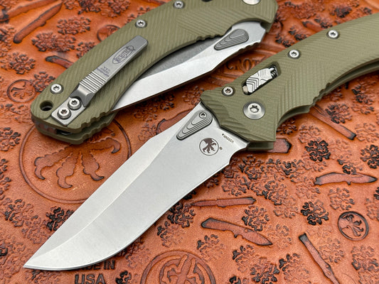 Microtech Knives Amphibian RAM-LOK Fluted G-10 OD Green Stonewash Standard 137RL-10FLGTOD - Tristar Edge
