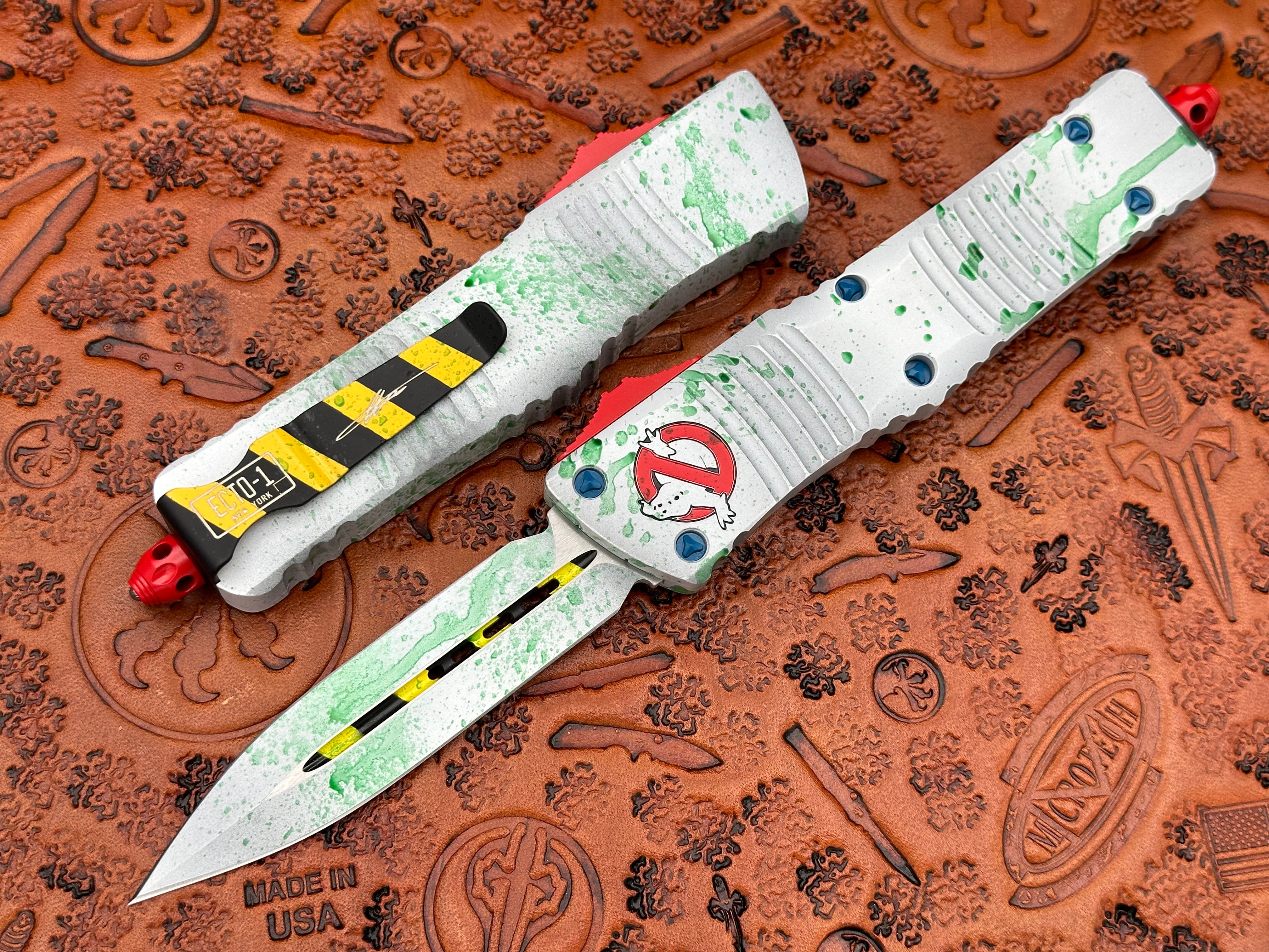 Microtech Combat Troodon Double Edge Ghostbusters Slime White Standard ...