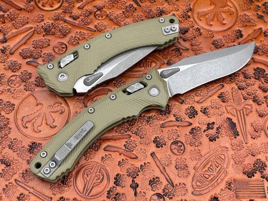 Microtech Knives Amphibian RAM-LOK Fluted G-10 OD Green Apocalyptic 137RL-10APFLGTOD - Tristar Edge