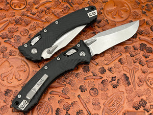 Microtech Knives Amphibian RAM-LOK Fluted G-10 Black Stonewash Standard 137RL-10FLGTBK - Tristar Edge