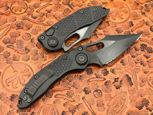 Microtech Knives Stitch Auto Shadow DLC Full Serrated DLC Hardware 169-3 DLCTSH - Tristar Edge