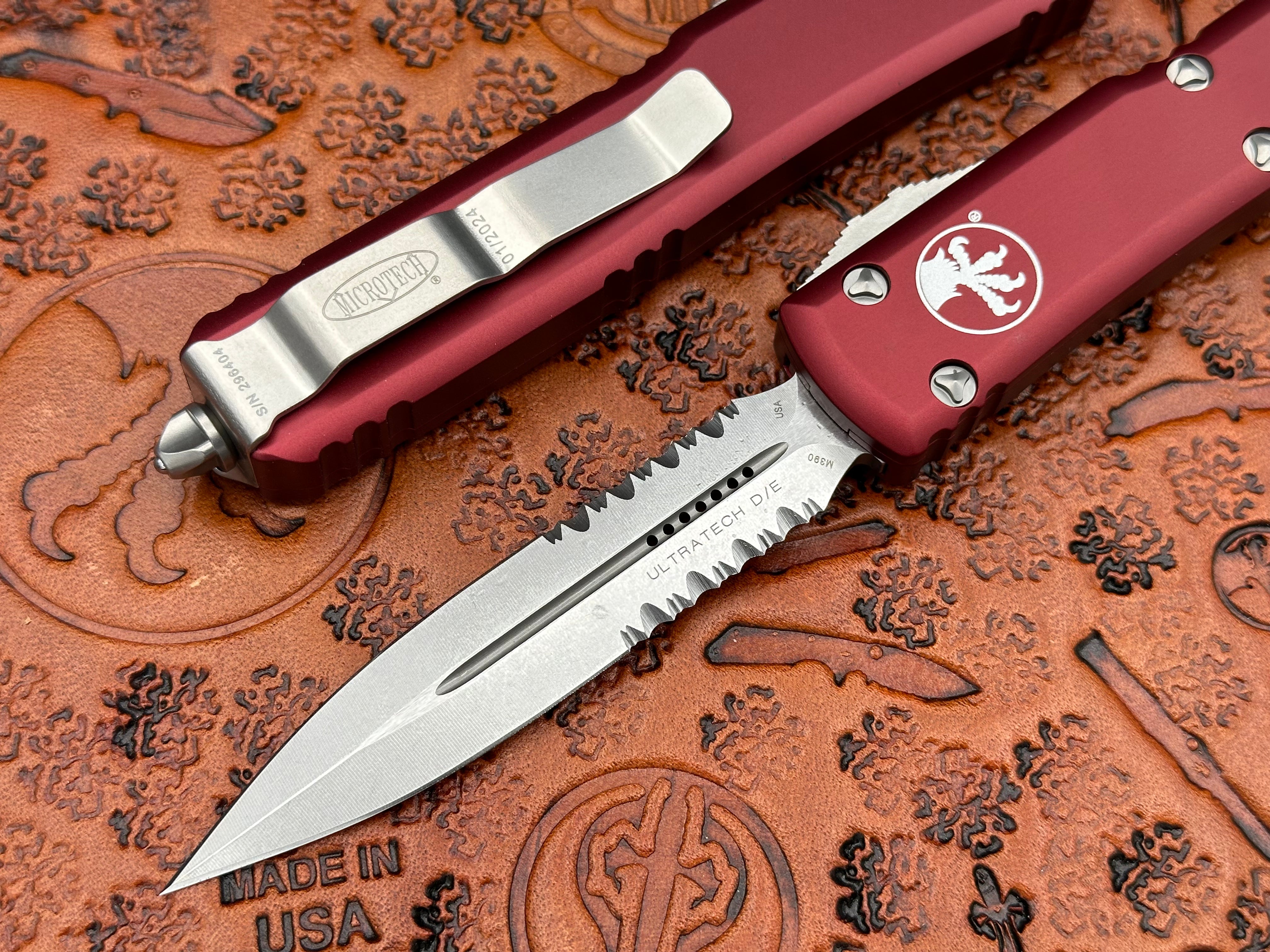 Microtech Ultratech Merlot Double Edge Partial Serrated Stonewash Standard 122-11 MR - Tristar Edge