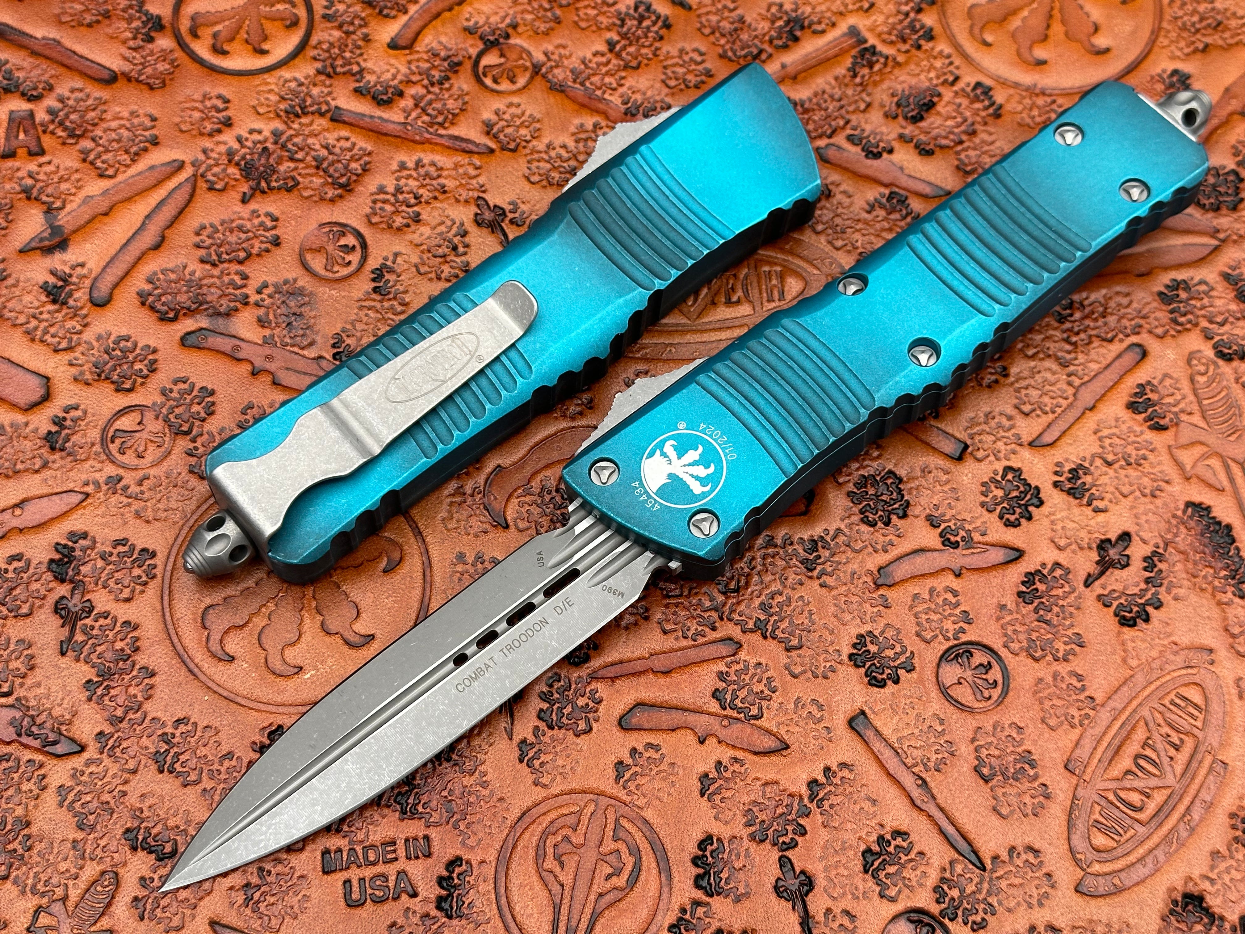 Microtech Combat Troodon Double Edge Weathered Turquoise Apocalyptic Standard 142-10 APWTQ - Tristar Edge