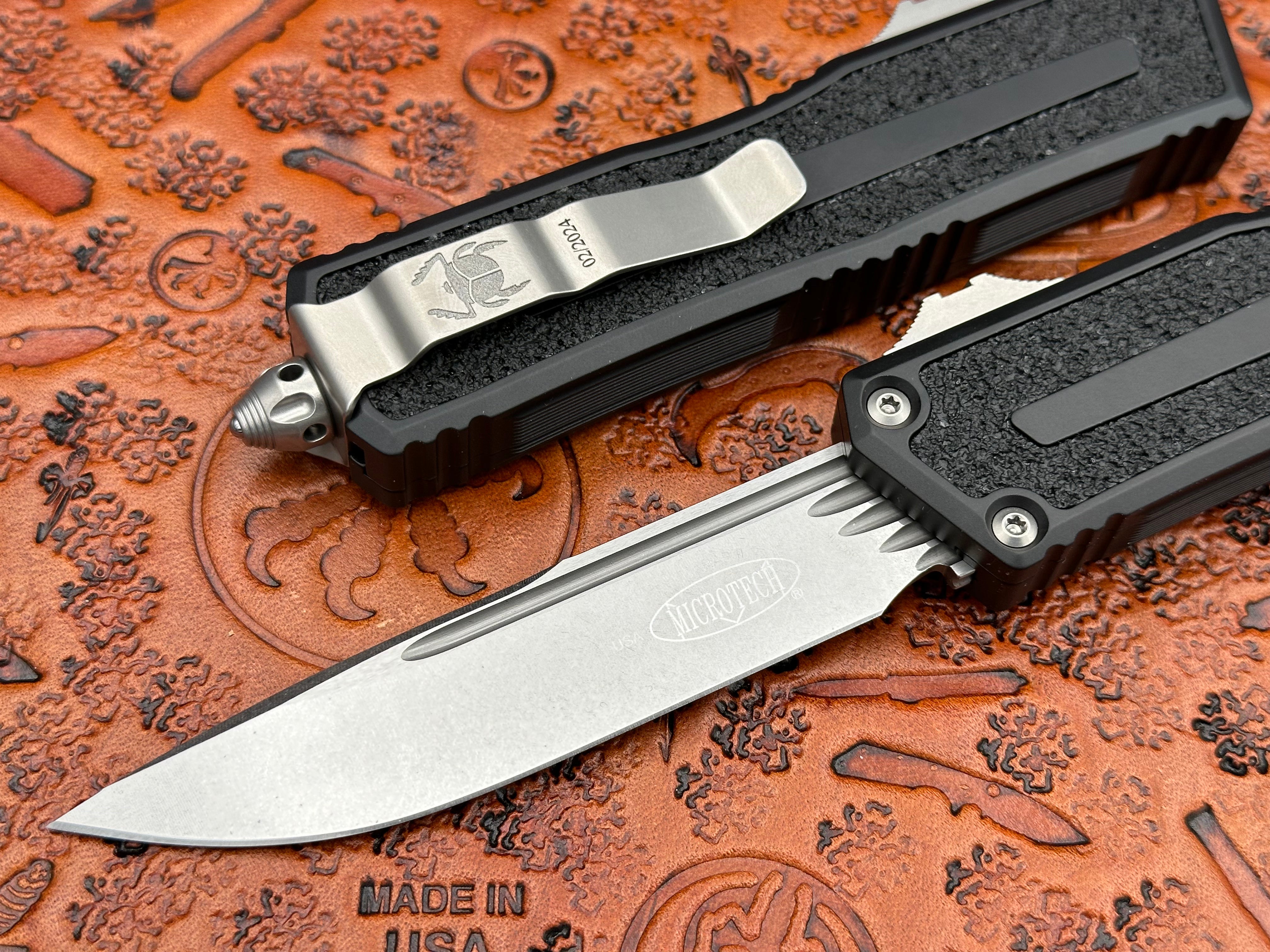 Microtech Scarab II Single Edge Gen III Stonewash Standard 1278-10 - Tristar Edge