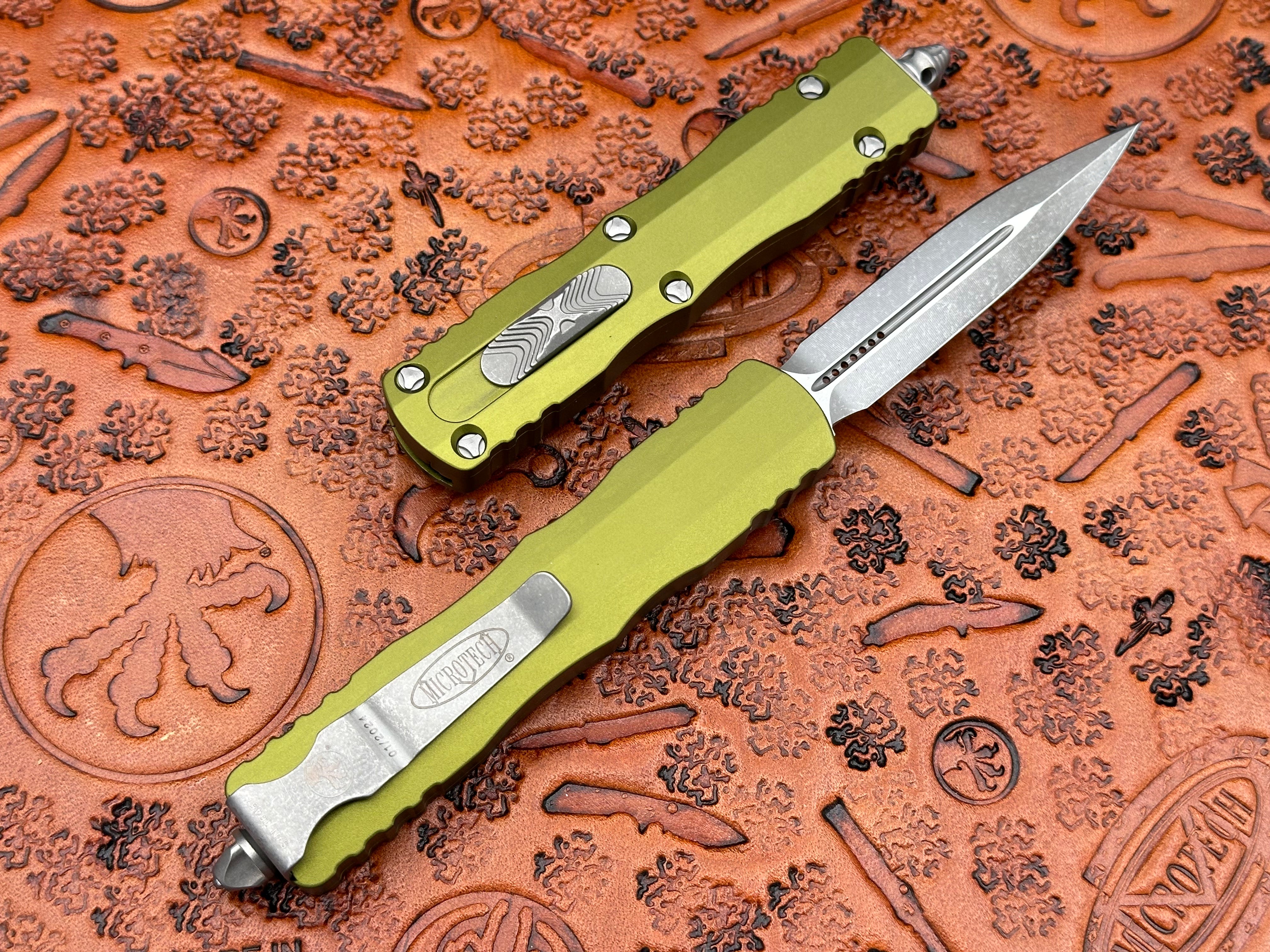 Microtech Dirac OD Green Double Edge Apocalyptic Standard 225-10 APOD - Tristar Edge