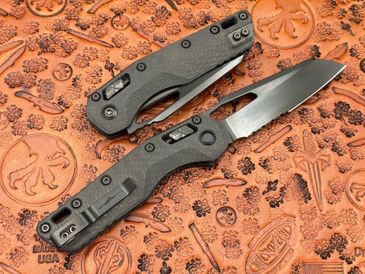 Microtech Knives MSI Single Edge Carbon Fiber Handle DLC Partial Serrated DLC Hardware 210-2 DLCTCFS - Tristar Edge