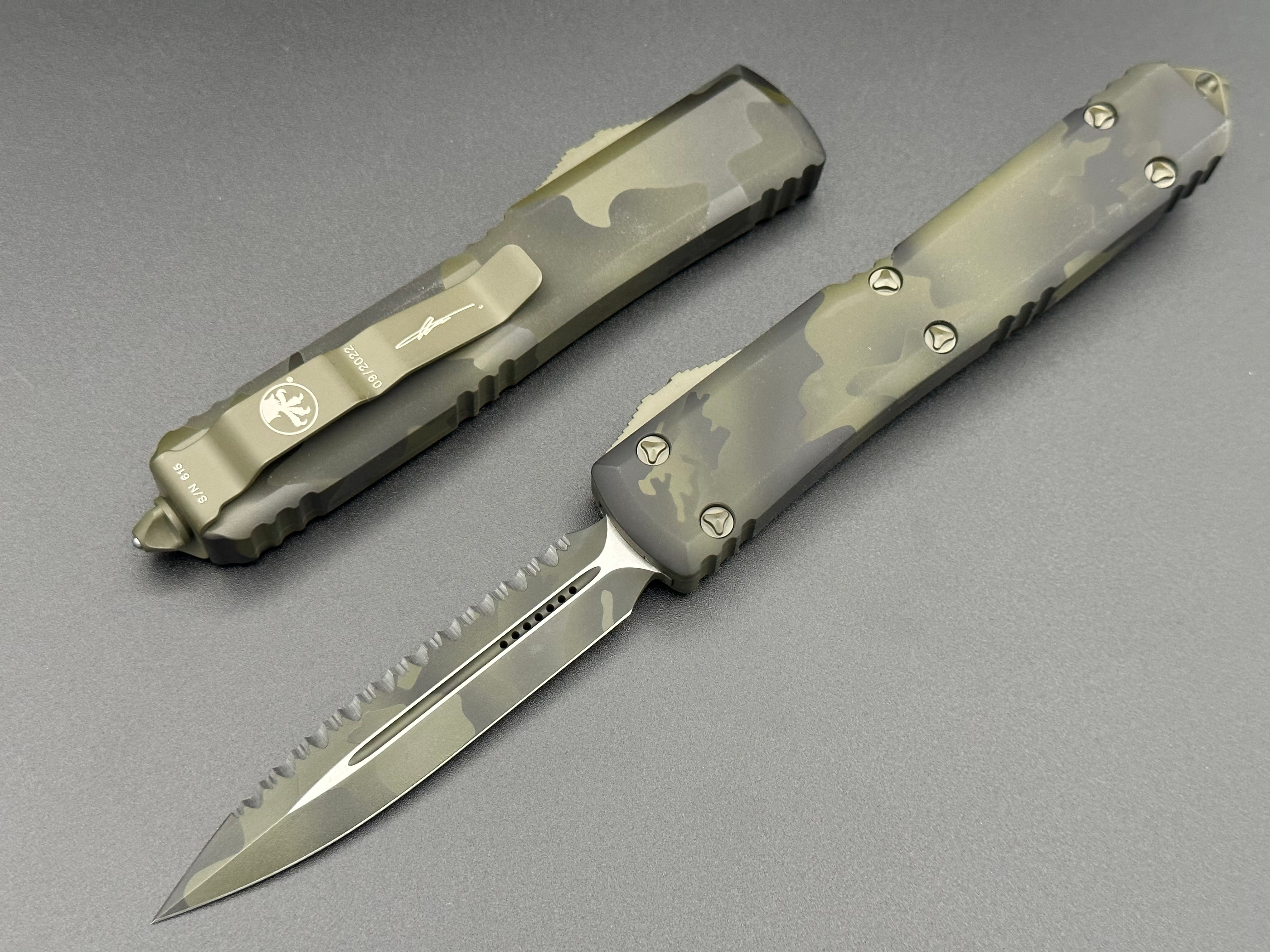 Ultratech D/E Olive Camo Full Serrated 122-3 OCS - Tristar Edge
