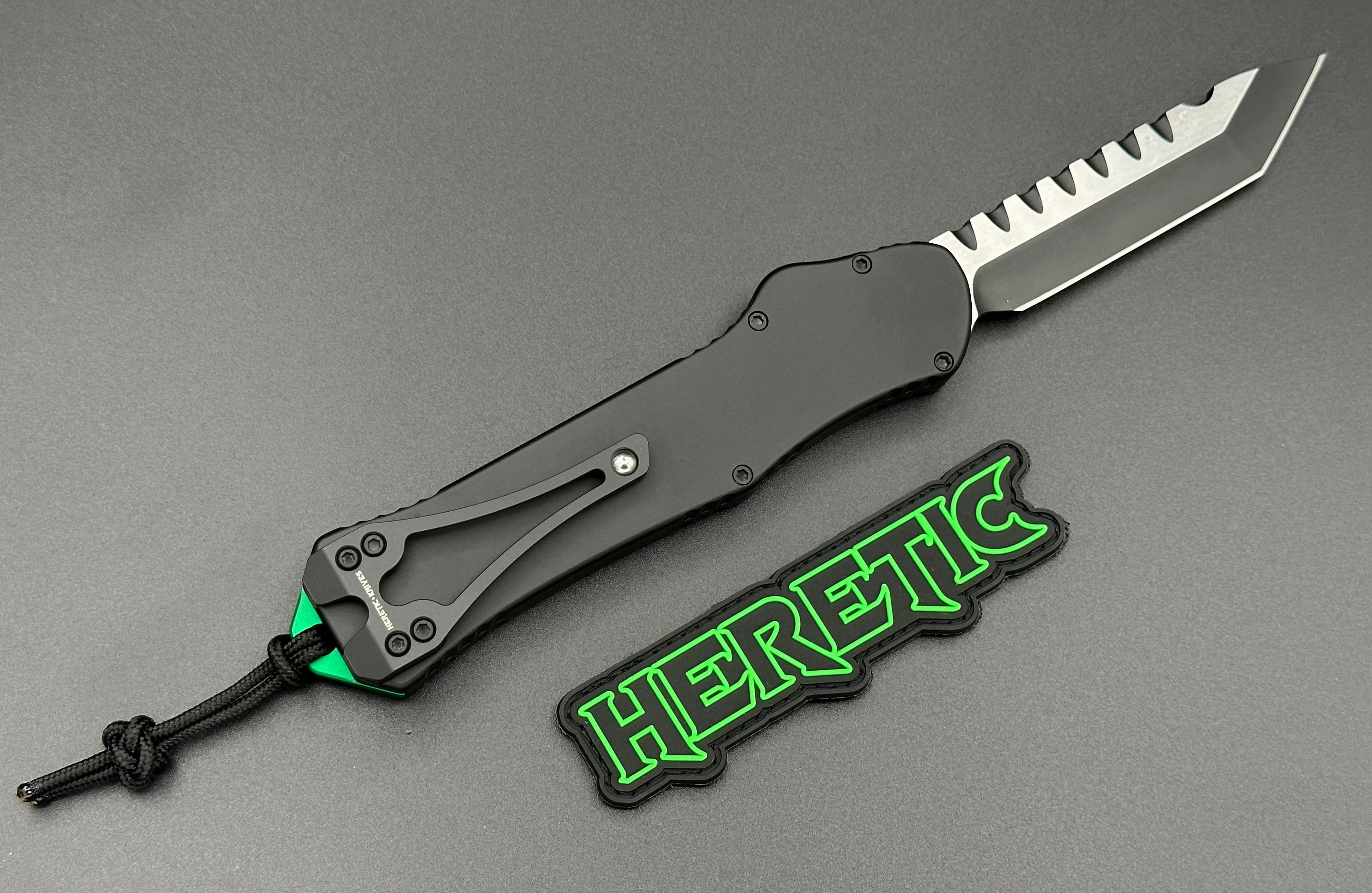 Heretic Knives Hydra V3 Tanto Two Tone Green Accents H006-10A-BLK/GRN - Tristar Edge