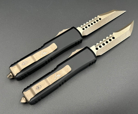 Microtech Knives UTX-85 Molon Labe Hellhound & Warhound Bronzed Apocalyptic Set 719-13SETMLS - Tristar Edge