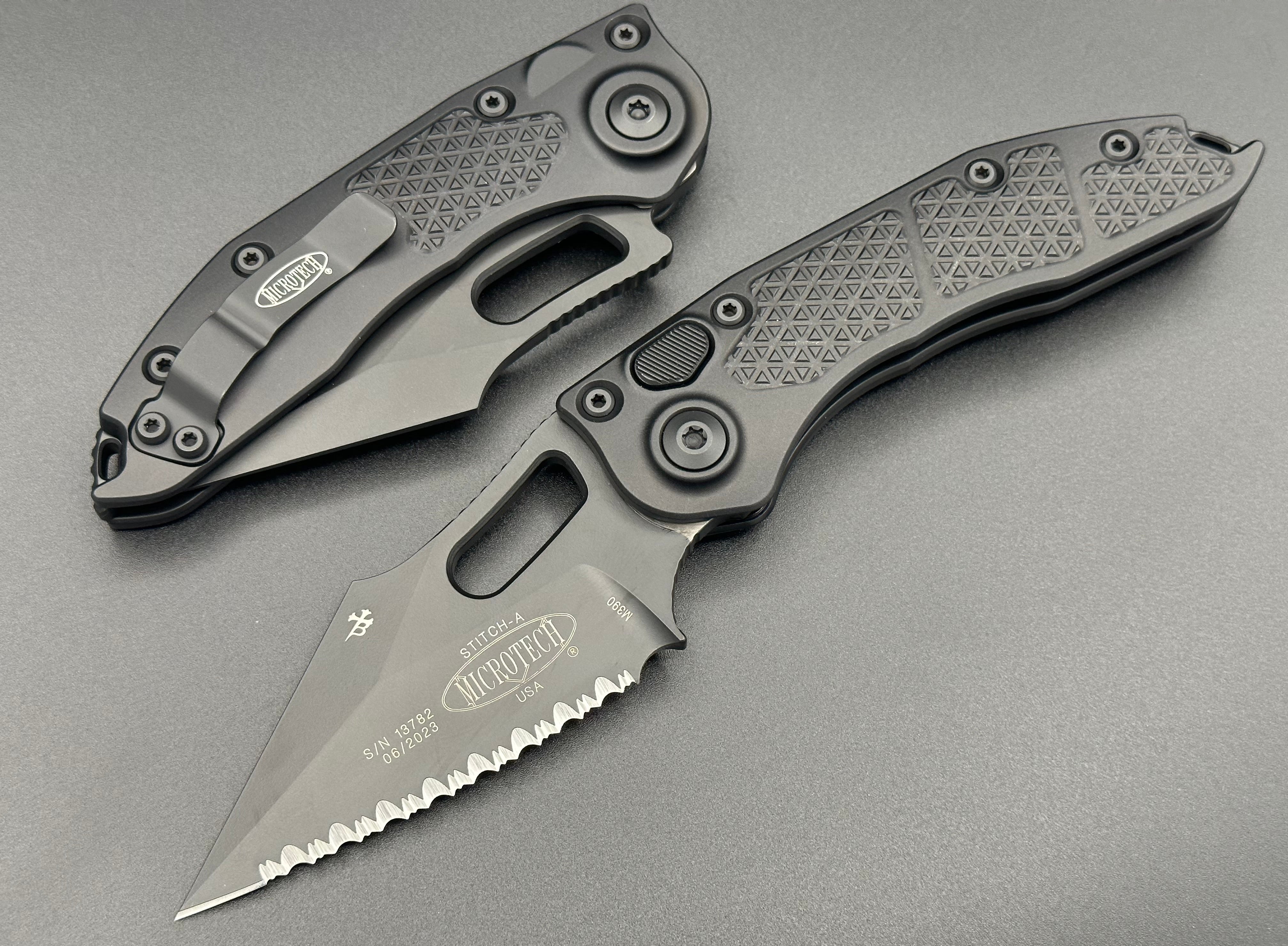 Microtech Knives Stitch Auto S/E Tactical Full Serrated 169-3T - Tristar Edge
