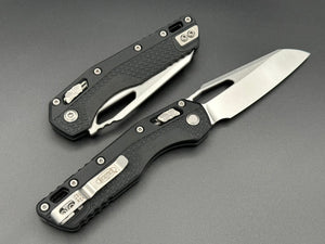 Microtech Knives Single Edge Tricks-Grip Injection Molded Black Stonewash Standard 210T-10 IMBK - Tristar Edge