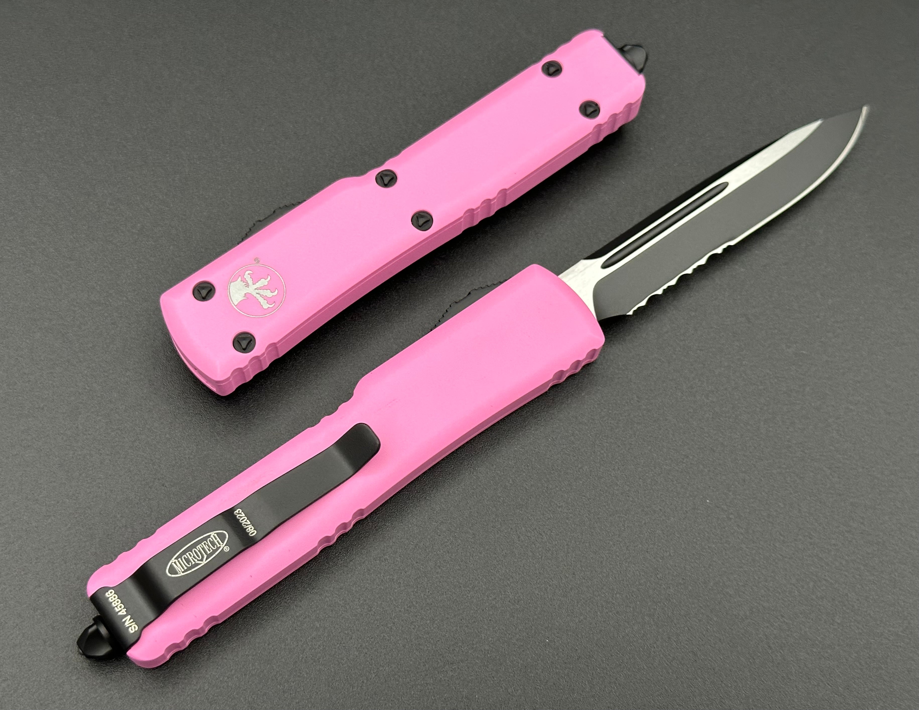 Microtech UTX-70 Single Edge Pink Partial Serrated 148-2 BPK - Tristar Edge