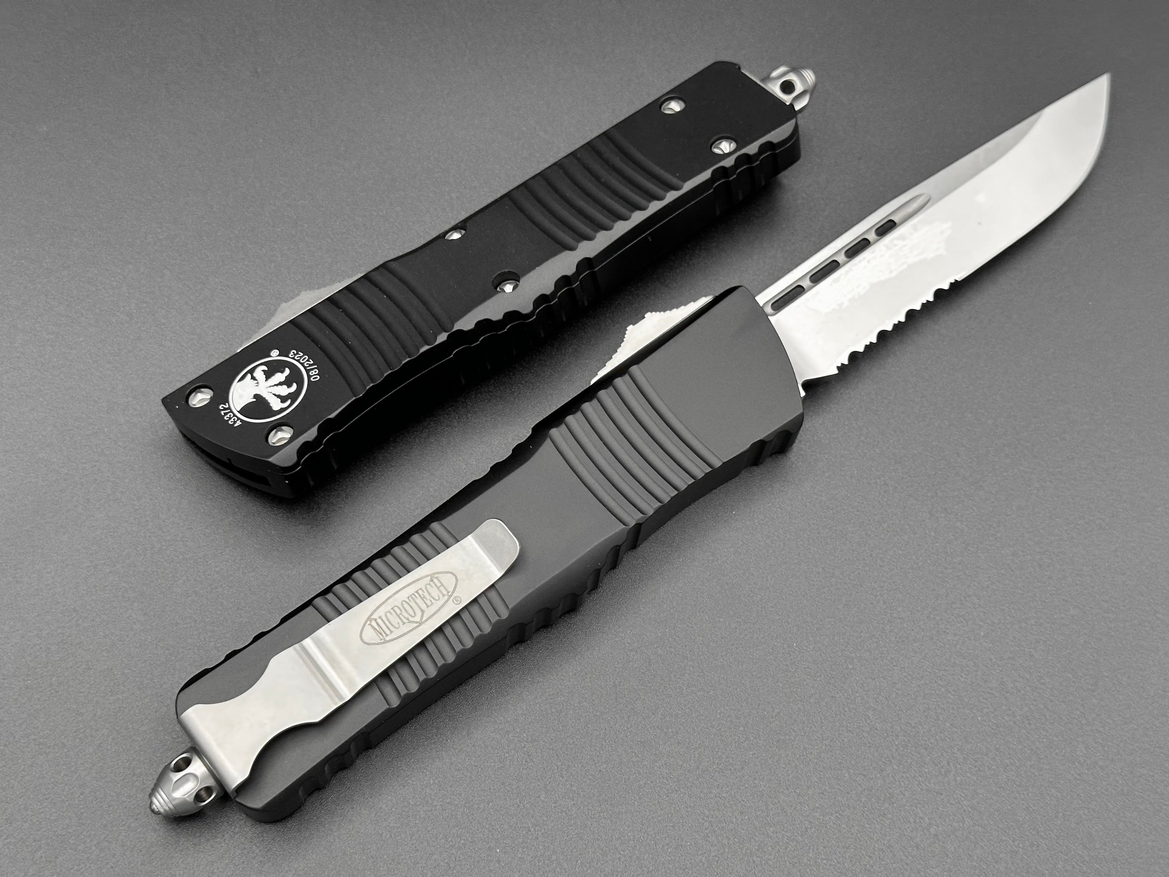 Microtech Combat troodon Single edge Stonewash Partial Serrated 143-11 ...