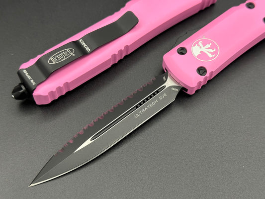 Microtech Knives Ultratech Pink Full Serrated 122-3 BPK - Tristar Edge