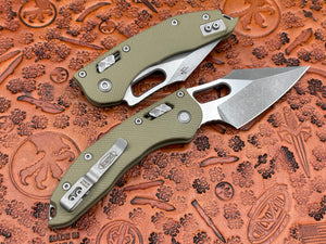 Microtech Knives Stitch RAM-Lok Single Edge Fluted G-10 OD Green Apocalyptic Standard 169RL-10 APFLGTOD - Tristar Edge