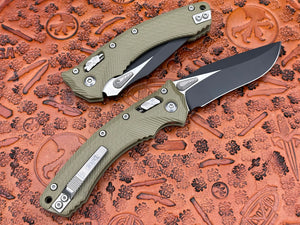 Microtech Amphibian Ram-Lok Single Edge Fluted G-10 OD Green Standard 137RL-1FLGTOD - Tristar Edge