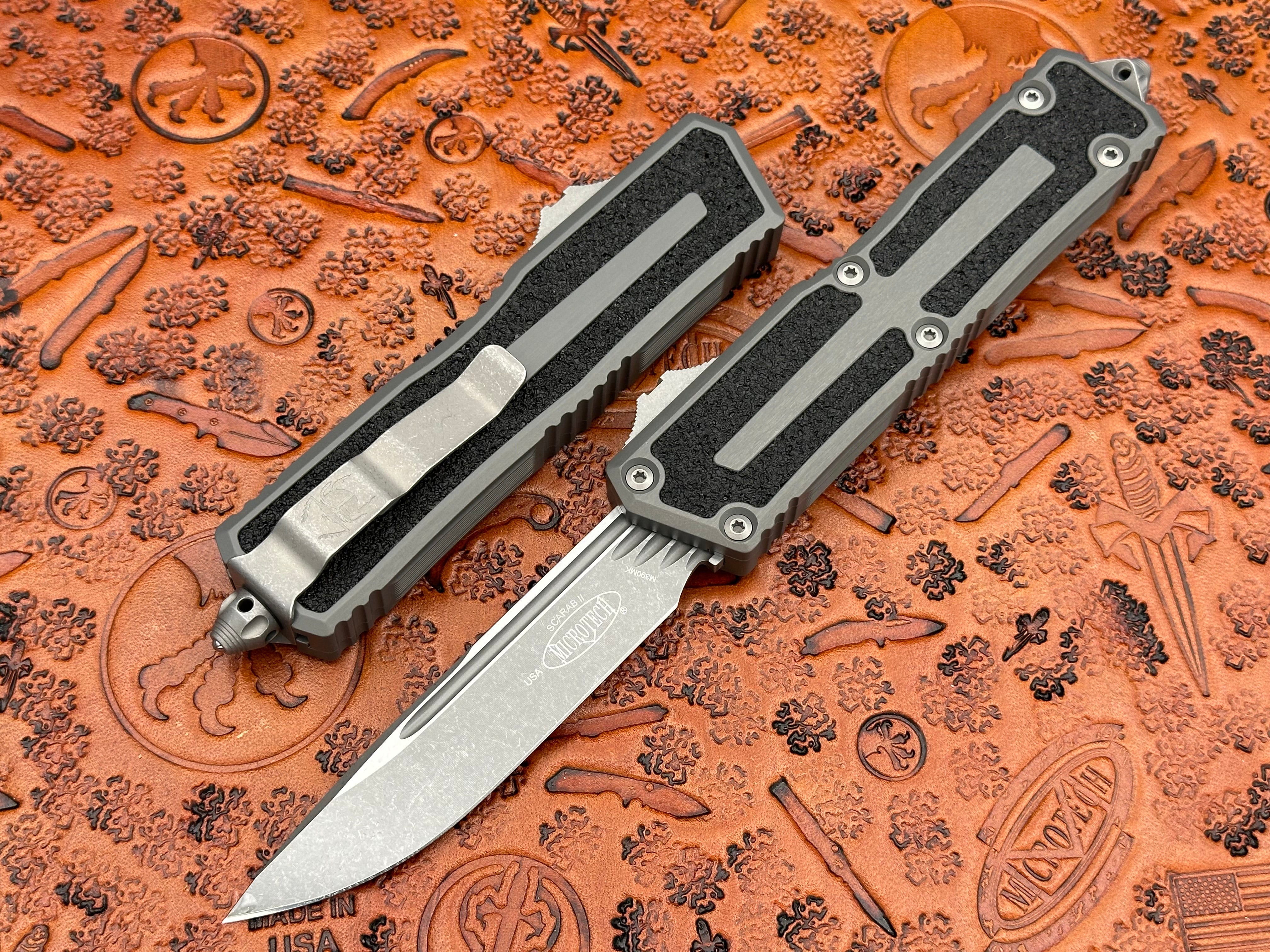 Microtech Scarab II Single Edge Gen III Natural Clear Apocalyptic Standard 1278-10 APNC - Tristar Edge