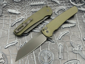 Pro-Tech Malibu Flipper Green Dragon Scale Handle, DLC Blade Reverse Tanto 5236-Green - Tristar Edge