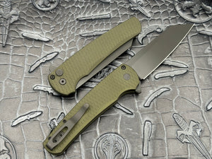 Pro-Tech Malibu Flipper Green Dragon Scale Handle, DLC Blade Reverse Tanto 5236-Green - Tristar Edge