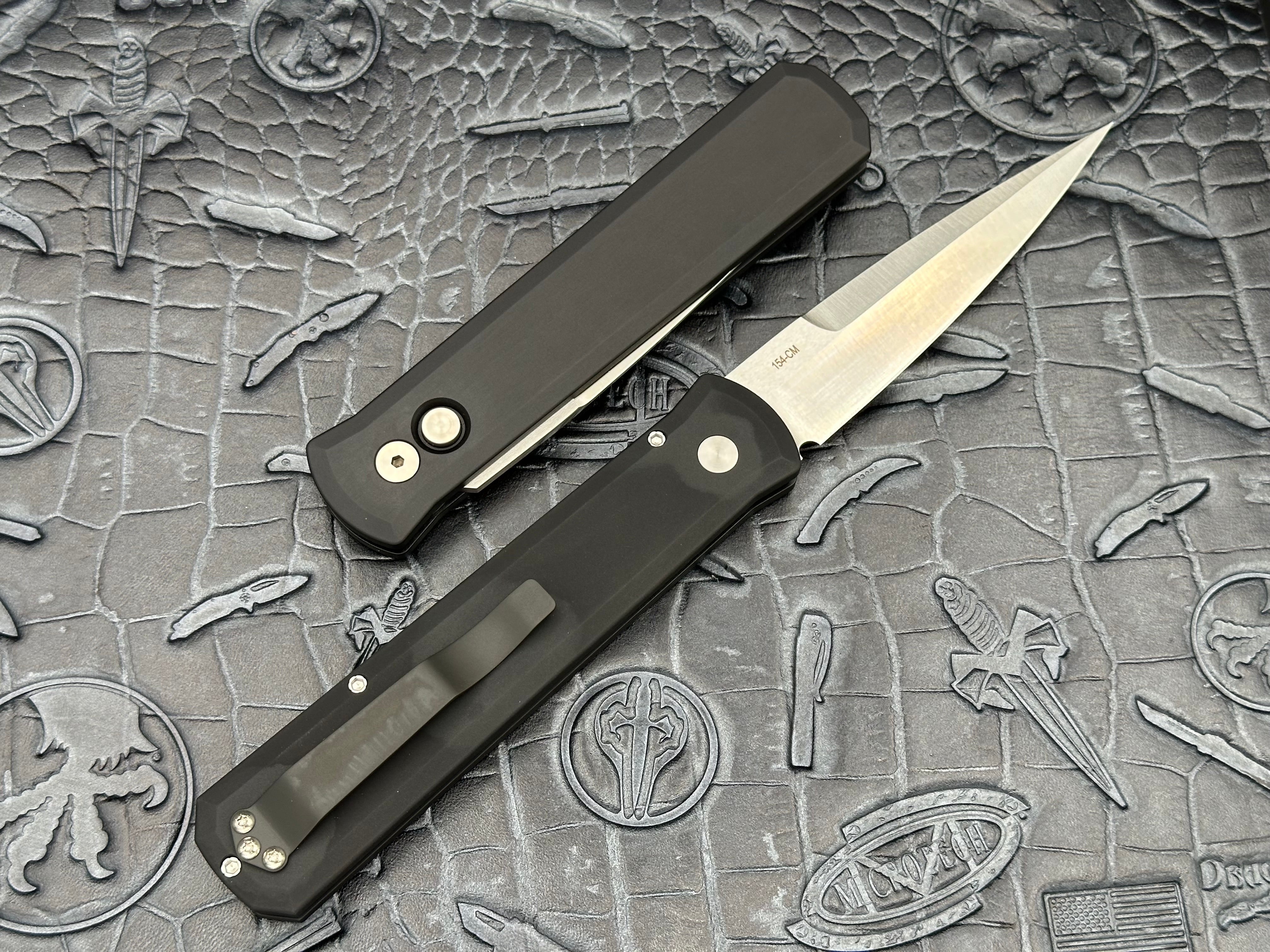 Pro-Tech Godfather Sold Black Handle, Satin Blade 921-Satin - Tristar Edge