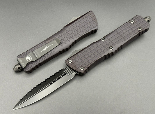 Microtech Knives Combat Troodon Delta D/E Frag Shadow DLC Full Serrated 225-3 DLCTSH - Tristar Edge