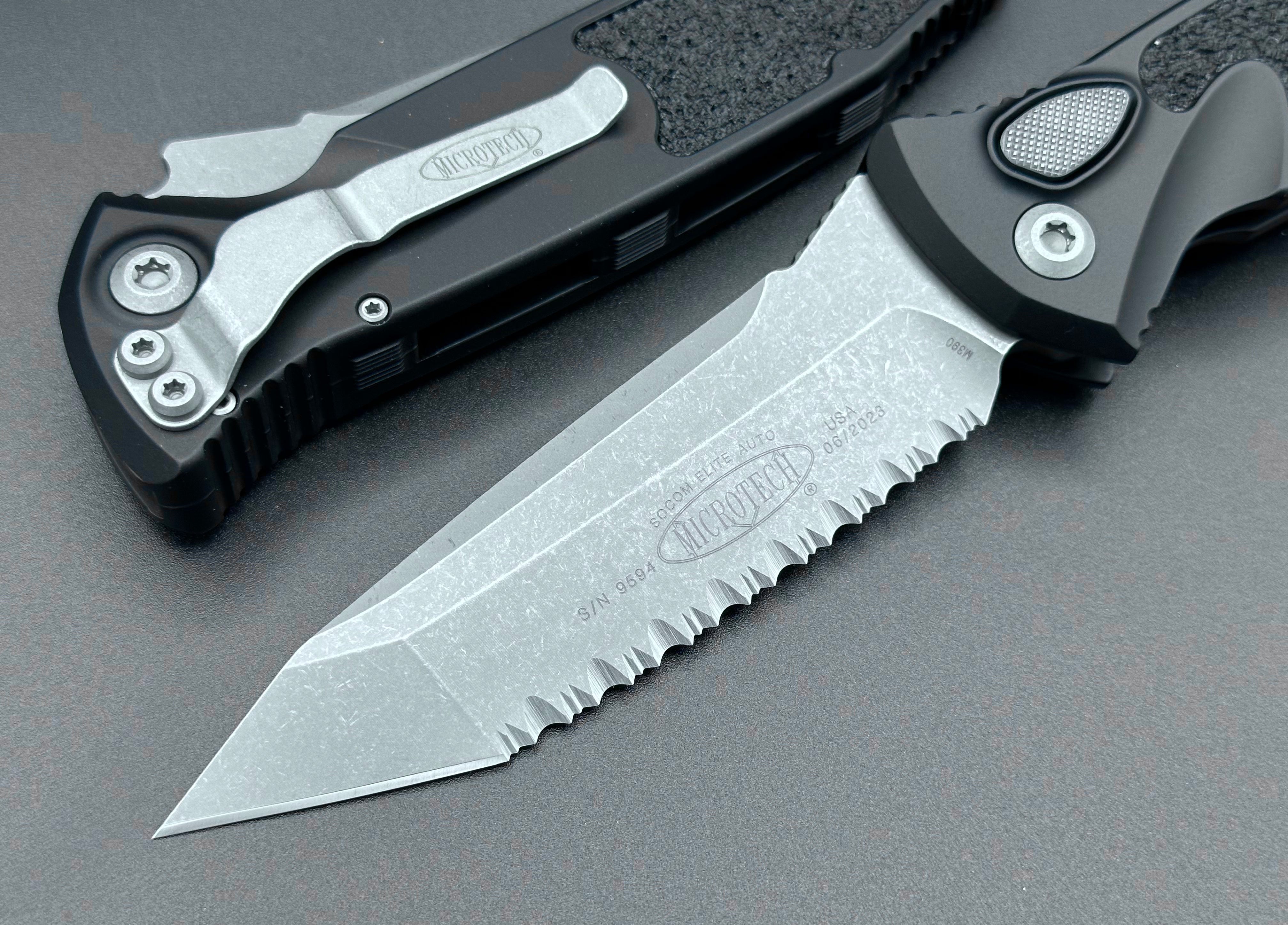 Microtech Knives Socom Elite Auto Tanto Full Serrated Apocalyptic Standard 161A-12 AP - Tristar Edge