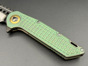 Marfione Custom Warhound DLC Two Tone Stonewash Finish Antique Green Frag Titanium Handles w/ DLC Titanium Hardware