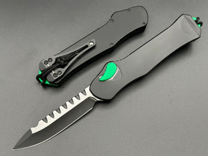 Heretic Knives Hydra V3 Single Edge Two Tone Green Accents H007-10A-BLK/GRN - Tristar Edge