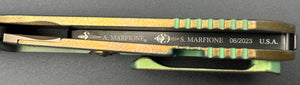 Marfione Custom Warhound DLC Two Tone Stonewash Finish Antique Green Frag Titanium Handles w/ DLC Titanium Hardware
