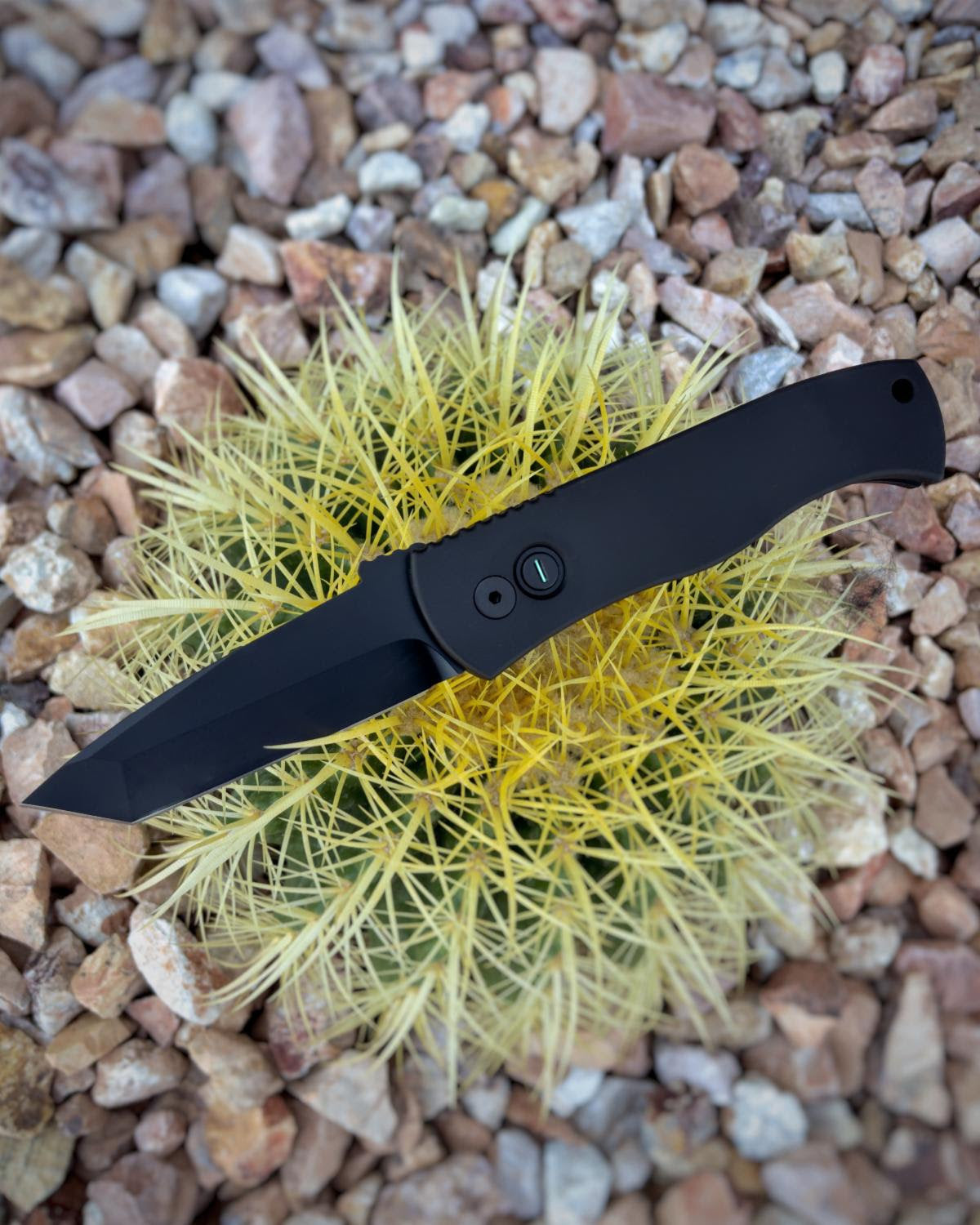 Pro-Tech E71T-Operator Emerson CQC7 Auto All Black Sterile with Tritium Button - Tristar Edge