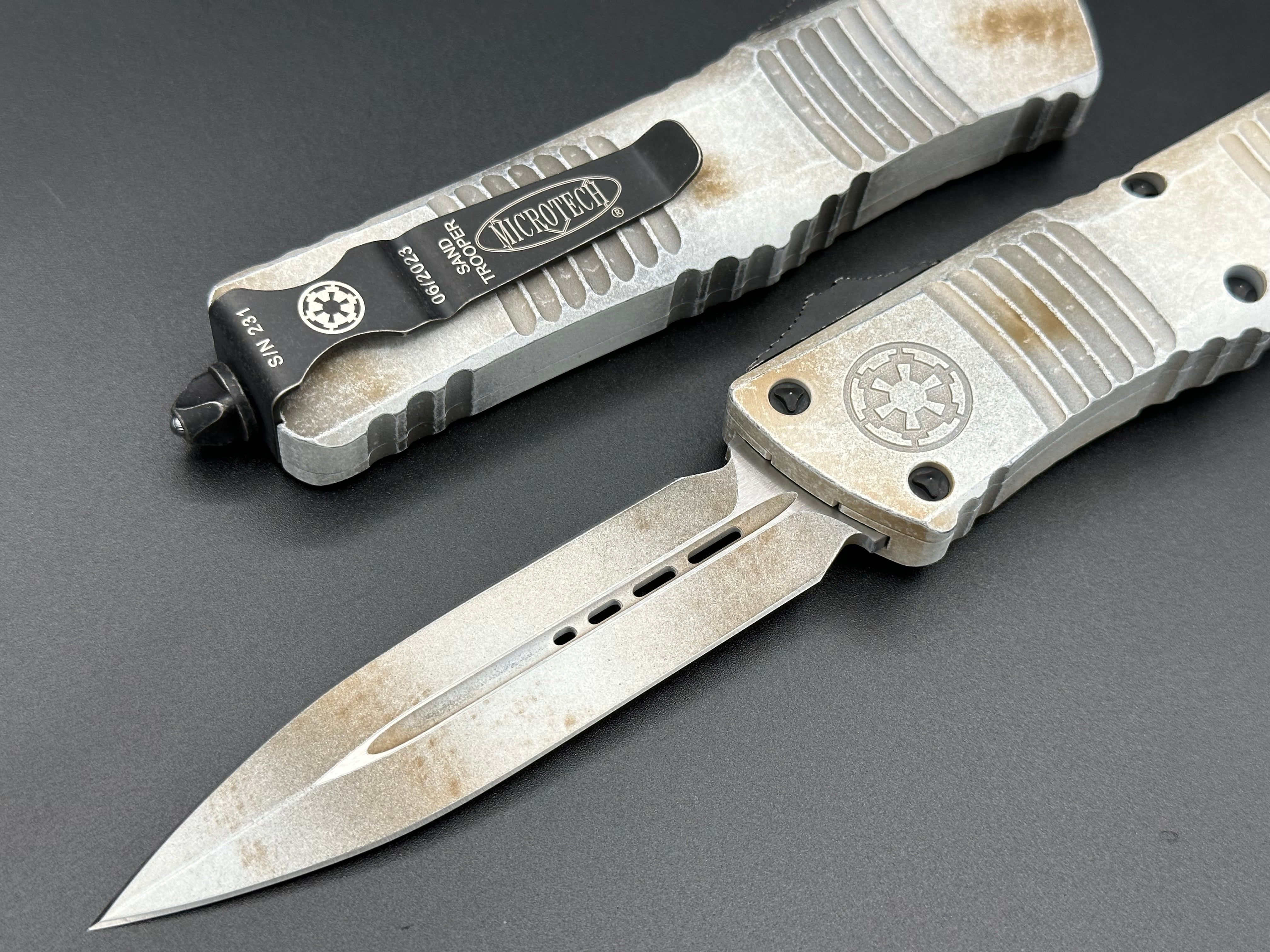 Microtech Knives Combat Troodon Double Edge Sandtrooper Deep Engraved 142-1 SAD - Tristar Edge