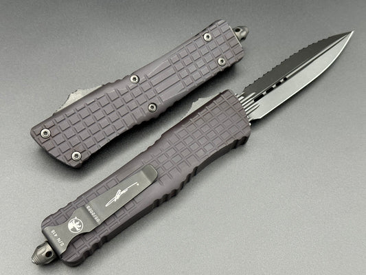 Microtech Knives Combat Troodon Delta D/E Frag Shadow DLC Full Serrated 225-3 DLCTSH - Tristar Edge