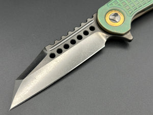 Marfione Custom Warhound DLC Two Tone Stonewash Finish Antique Green Frag Titanium Handles w/ DLC Titanium Hardware